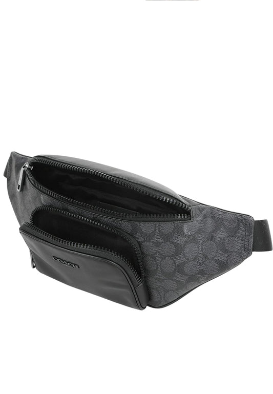 Coach Mens Racer Belt Bag In Signature - Charcoal Black