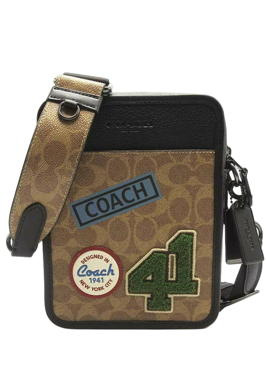 Coach Mens Sullivan Crossbody In Signature Canvas With Patches - Brown/Multi