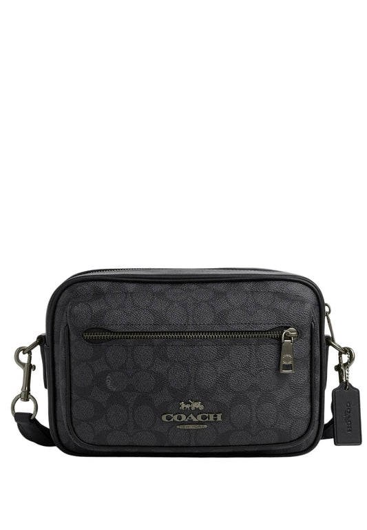 Coach Mens Elias Crossbody In Signature Canvas - Charcoal Black