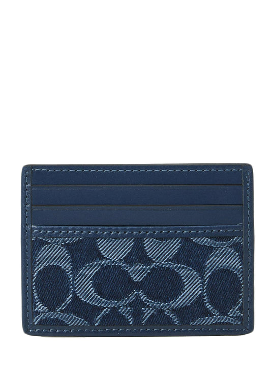 Coach Slim ID Card Case In Signature Denim - Deep Blue