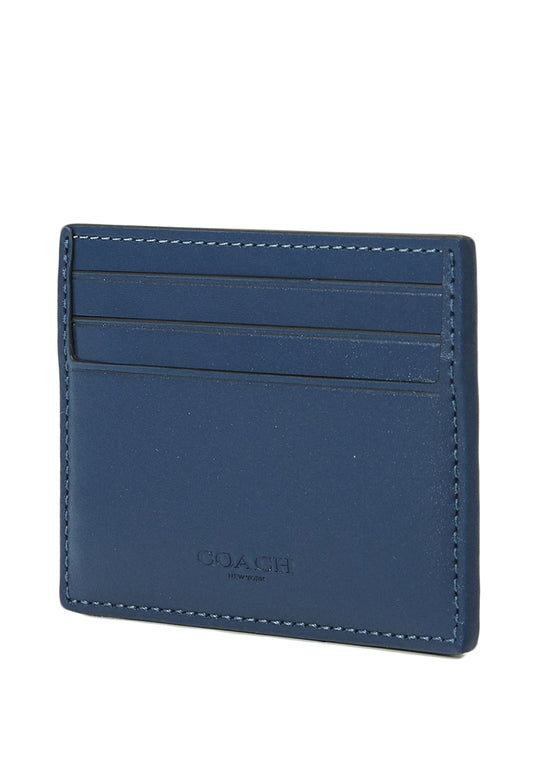 Coach Slim ID Card Case In Signature Denim - Deep Blue