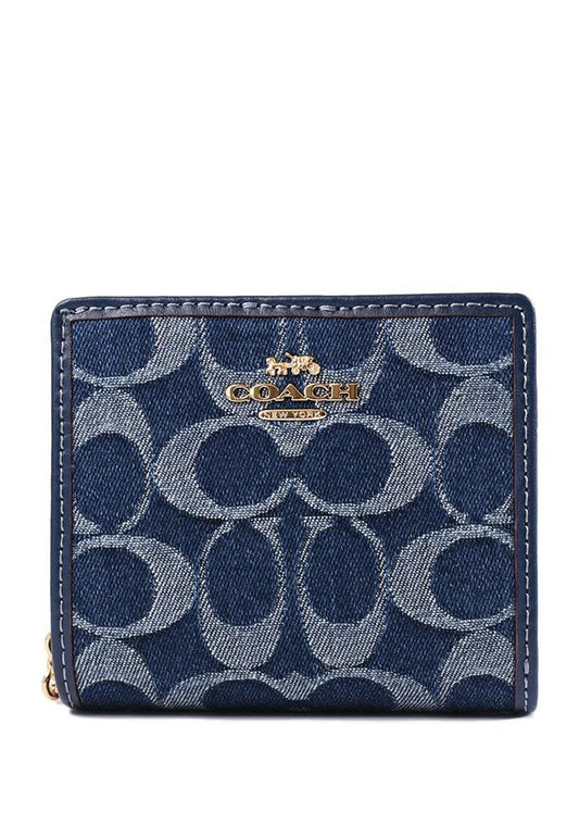 Coach Snap Wallet In Signature Denim - Denim