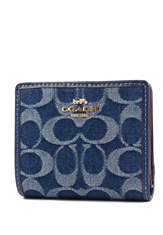 Coach Snap Wallet In Signature Denim - Denim
