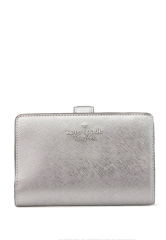 Kate Spade Madison Metallic Medium Compact Bifold Wallet - Lunar Light