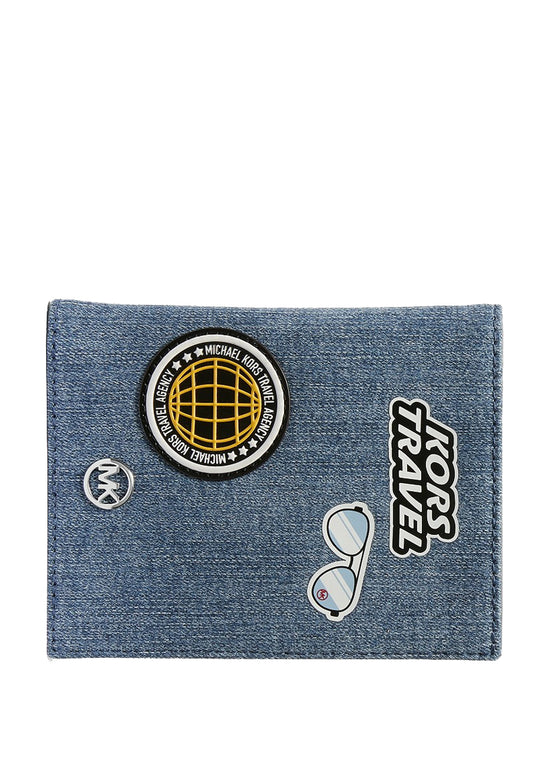 Michael Kors Jet Set Travel Medium Passport Case with Patches - Denim