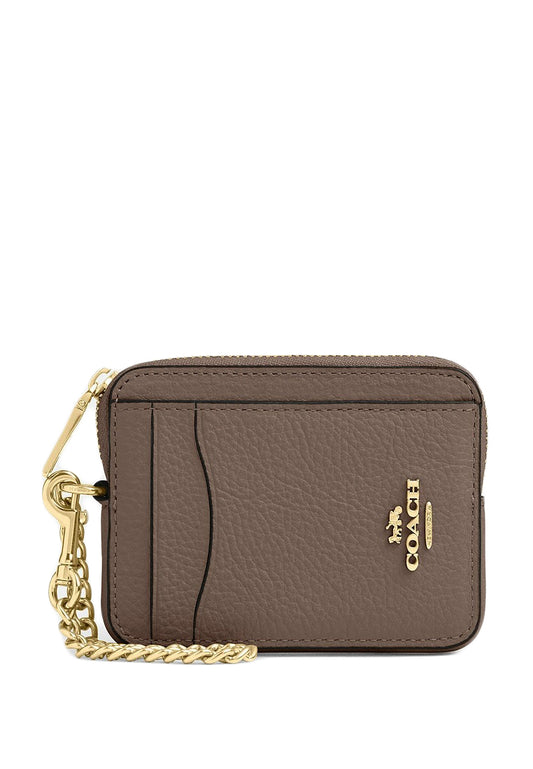 Coach Zip Card Case - Dark Stone