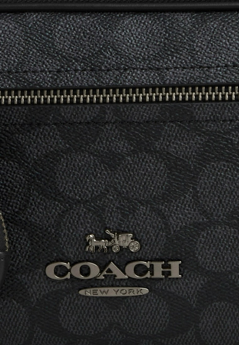 Coach Mens Elias Belt Bag In Signature Canvas - Charcoal/Black