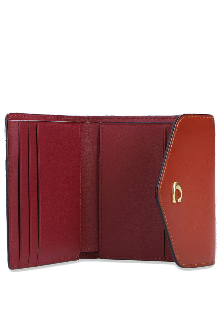 Coach Wyn Small Wallet In Colorblock Signature Canvas - Tan/Rust