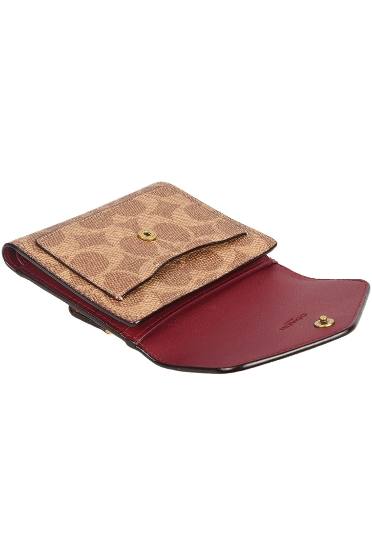 Coach Wyn Small Wallet In Colorblock Signature Canvas - Tan/Rust