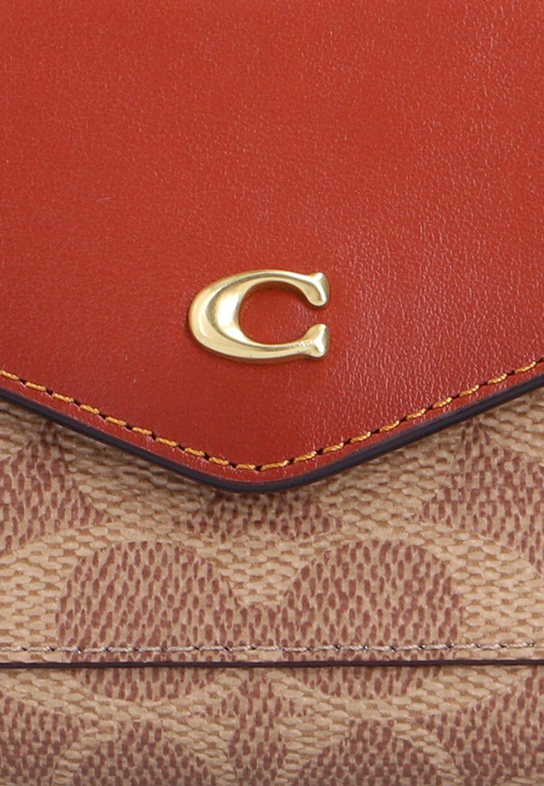 Coach Wyn Small Wallet In Colorblock Signature Canvas - Tan/Rust