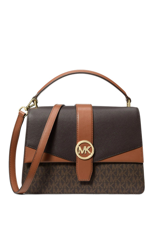 Michael Kors Greenwich Medium Signature Logo Satchel - Brown