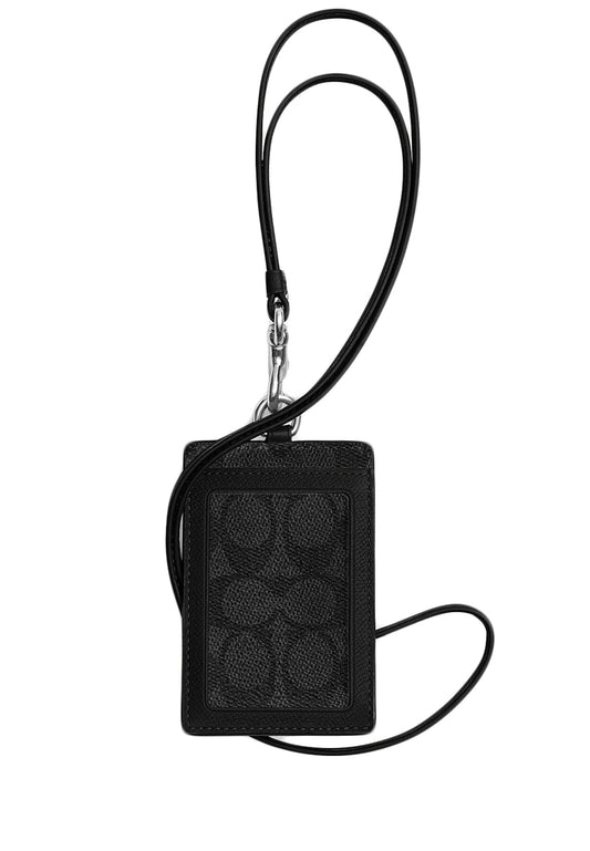 Coach Mens ID Lanyard With Signature Canvas - Black