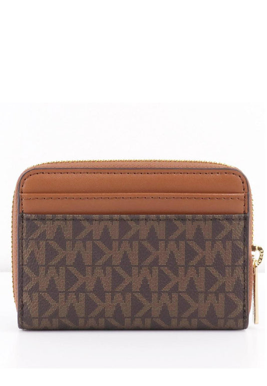 Michael Kors Jet Set Travel Medium Logo Zip-Around Card Case In Signature - Brown