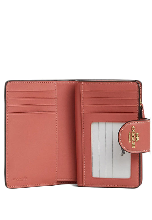 Coach Medium Corner Zip Wallet In Signature Canvas With Floral Print - Sand/Multi