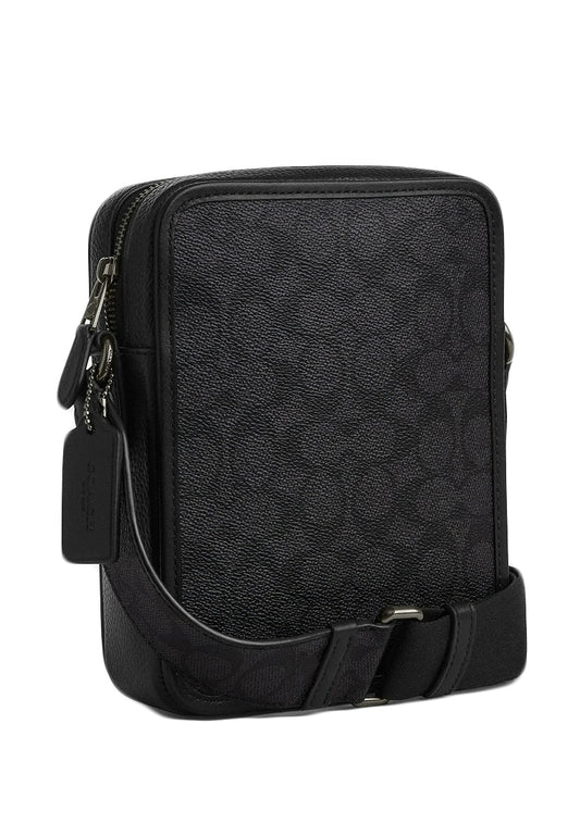 Coach Mens Sullivan Crossbody Bag In Signature Canvas With Patches - Gunmetal/Charcoal