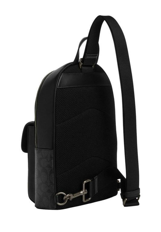 Coach Mens Turnlock Sling Pack In Signature Canvas - Black
