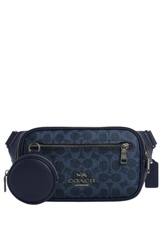Coach Mens Elias Belt Bag In Signature Canvas - Midnight Navy