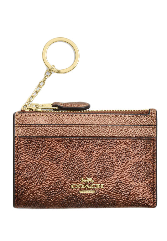 Coach Mini Skinny ID Case In Signature Canvas - Brown/Copper