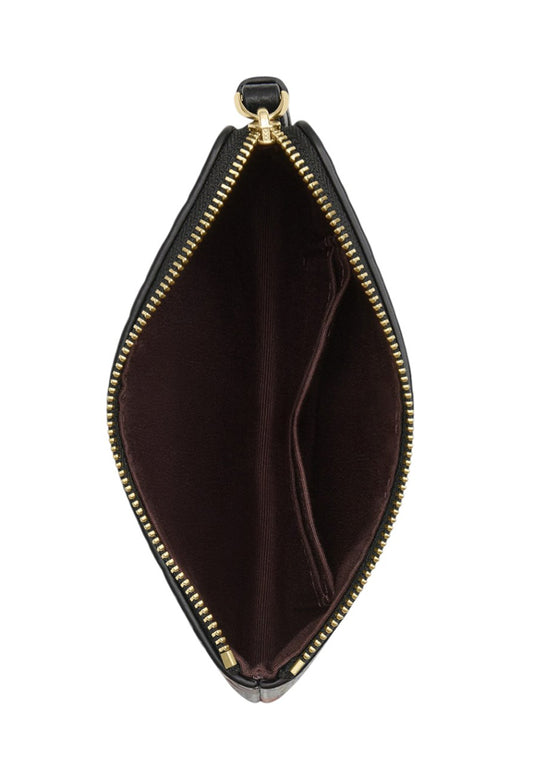 Coach Corner Zip Wristlet With Floral Print - Black/Red