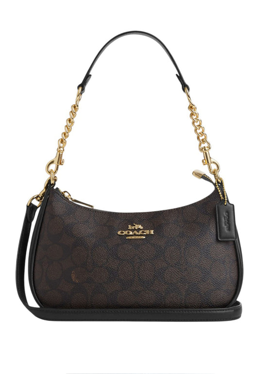 Coach Teri Shoulder Bag In Signature Canvas - Walnut/Black