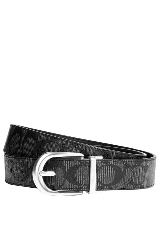 Coach Mens Classic Buckle Cut To Size Reversible Belt 38MM - Black