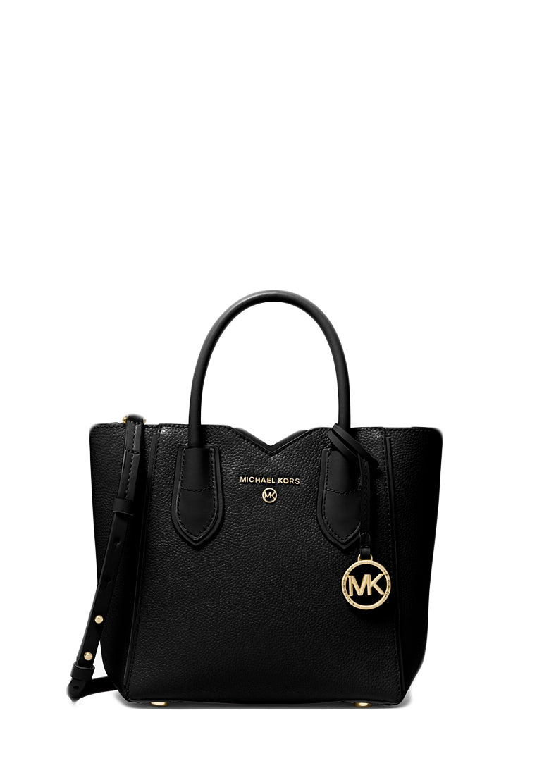 Michael Kors Mae Small Pebbled Leather Messenger Bag - Black