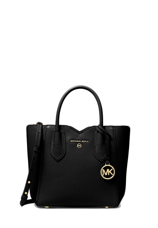 Michael Kors Mae Small Pebbled Leather Messenger Bag - Black