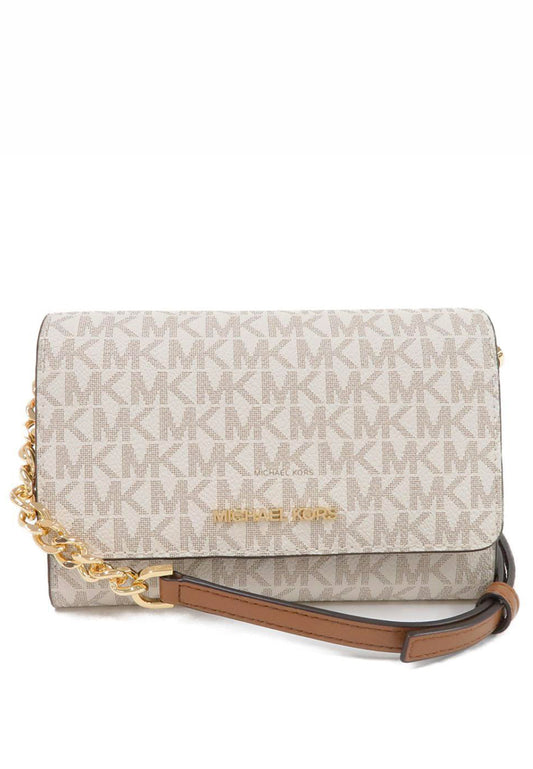 Michael Kors Medium Signature Multi-Functional Phone Crossbody Bag - Vanilla