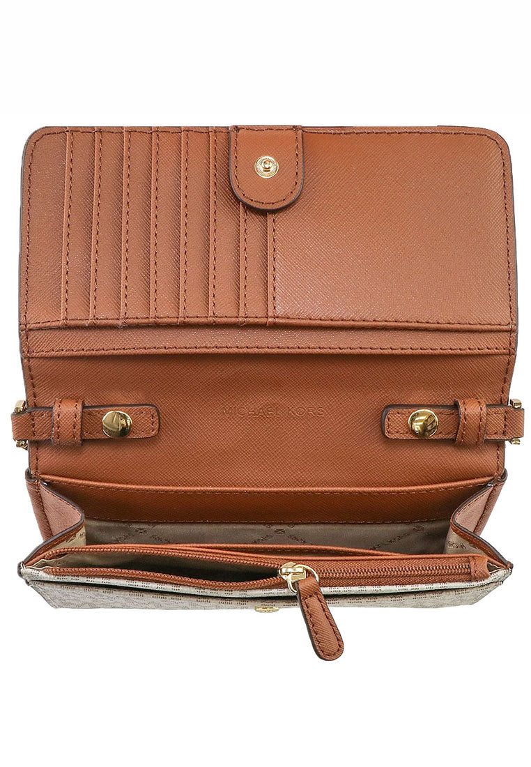 Michael Kors Medium Signature Multi-Functional Phone Crossbody Bag - Vanilla