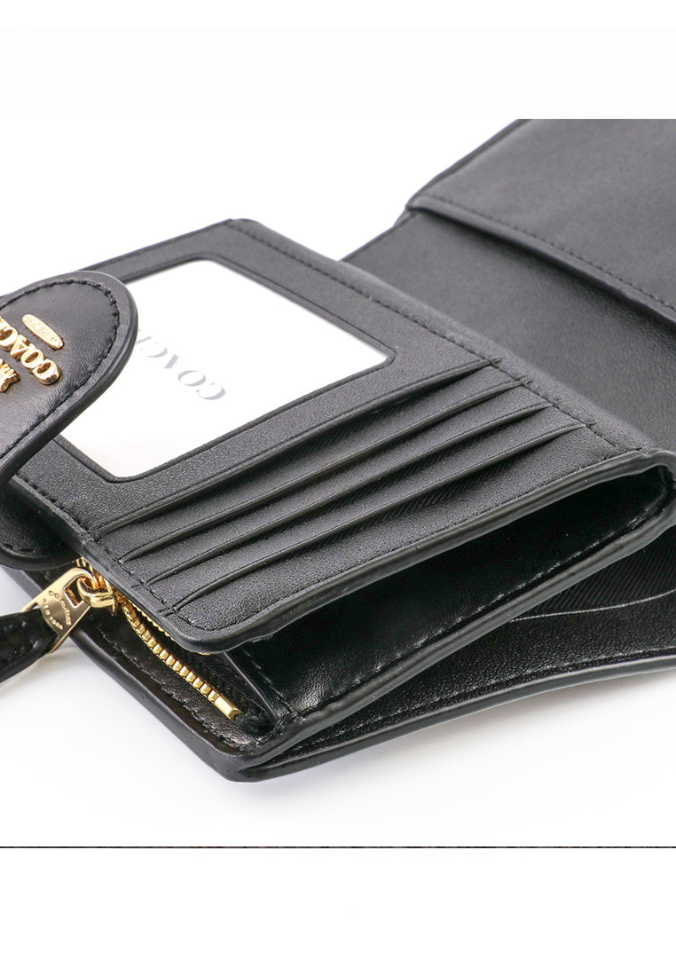 Coach Medium Corner Zip Wallet In Signature Canvas - Dark Brown