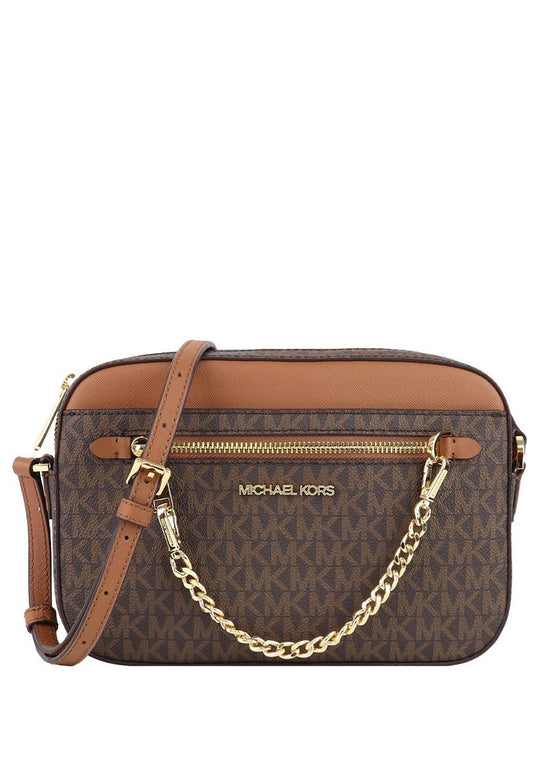 Michael Kors Jet Set Item Signature Large Chain Crossbody Bag - Brown
