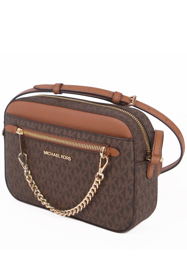 Michael Kors Jet Set Item Signature Large Chain Crossbody Bag - Brown