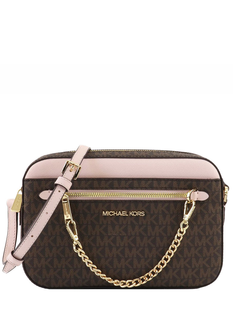Michael Kors Jet Set Item Signature Large Chain Crossbody Bag - Brown/Pink