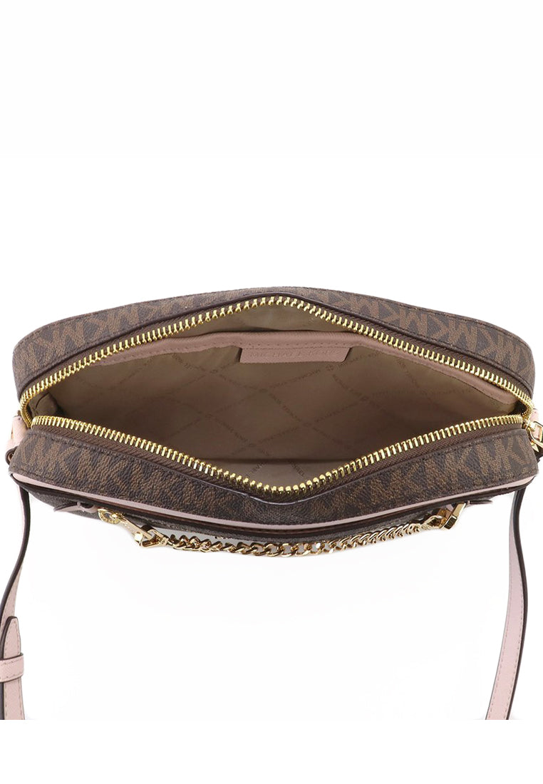 Michael Kors Jet Set Item Signature Large Chain Crossbody Bag - Brown/Pink