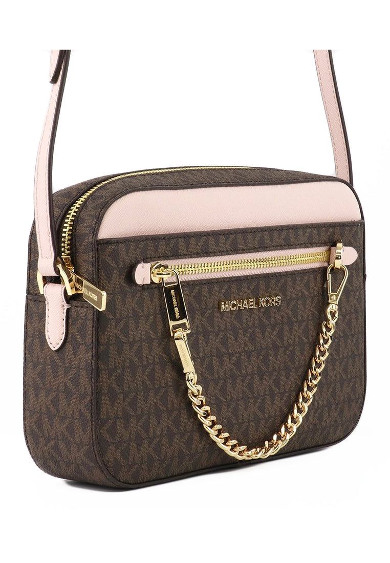 Michael Kors Jet Set Item Signature Large Chain Crossbody Bag - Brown/Pink