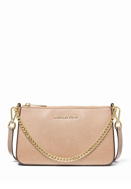 Michael Kors Jet Set Medium Saffiano Leather Crossbody Bag - Buff