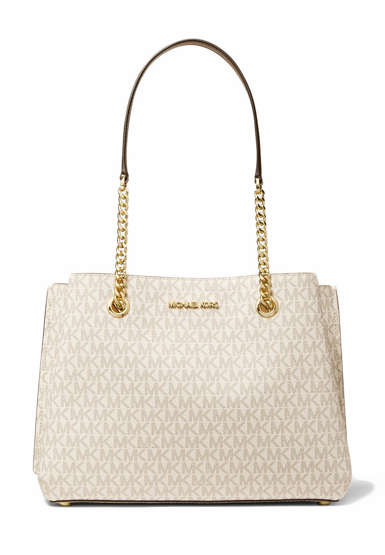 Michael Kors Teagan Large Signature Shoulder Bag - Vanilla