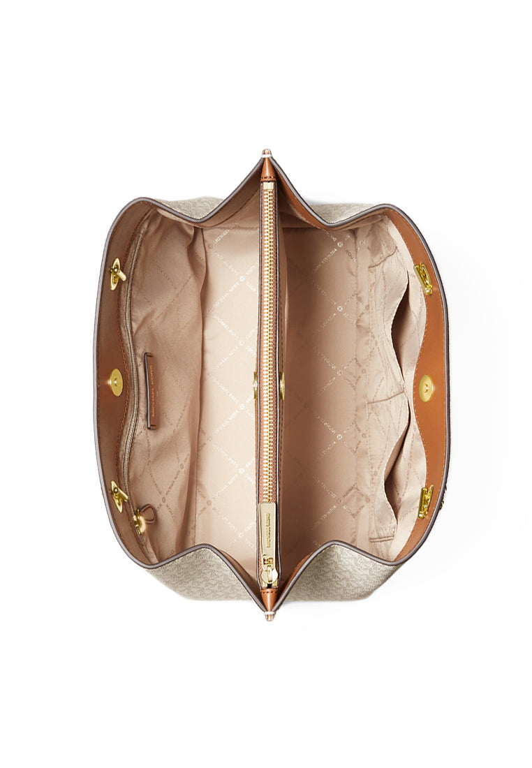 Michael Kors Teagan Large Signature Shoulder Bag - Vanilla