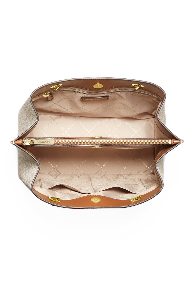 Michael Kors Teagan Large Signature Shoulder Bag - Vanilla