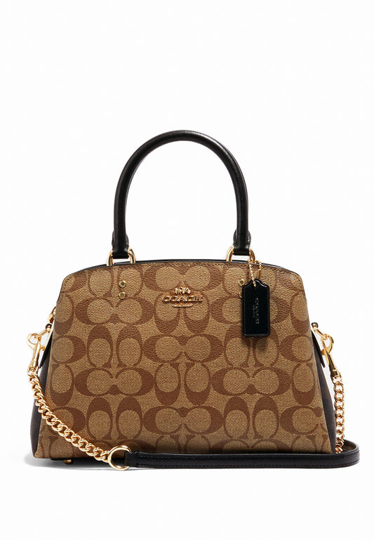 Coach Mini Lillie Carryall In Blocked Signature Canvas - Brown