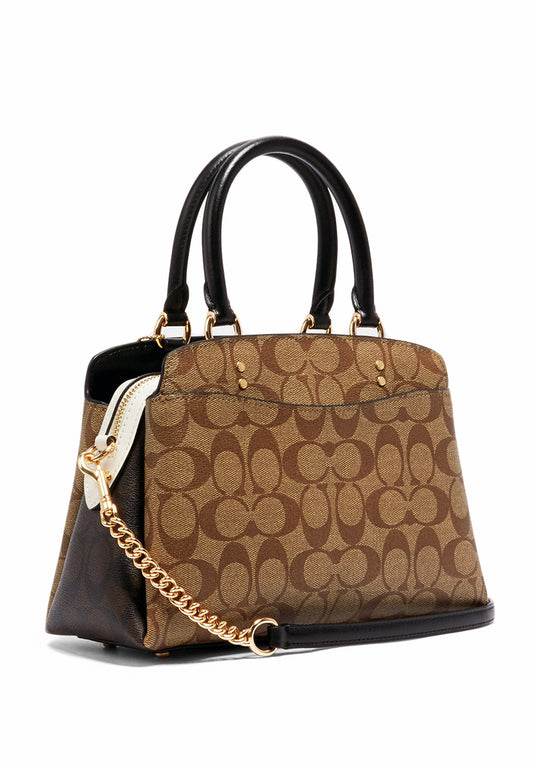 Coach Mini Lillie Carryall In Blocked Signature Canvas - Brown