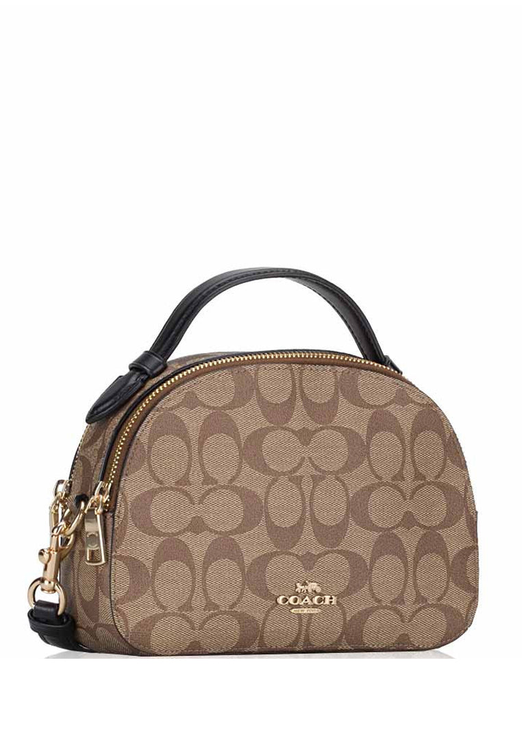 Coach Serena Satchel In Signature Canvas - Brown/Black