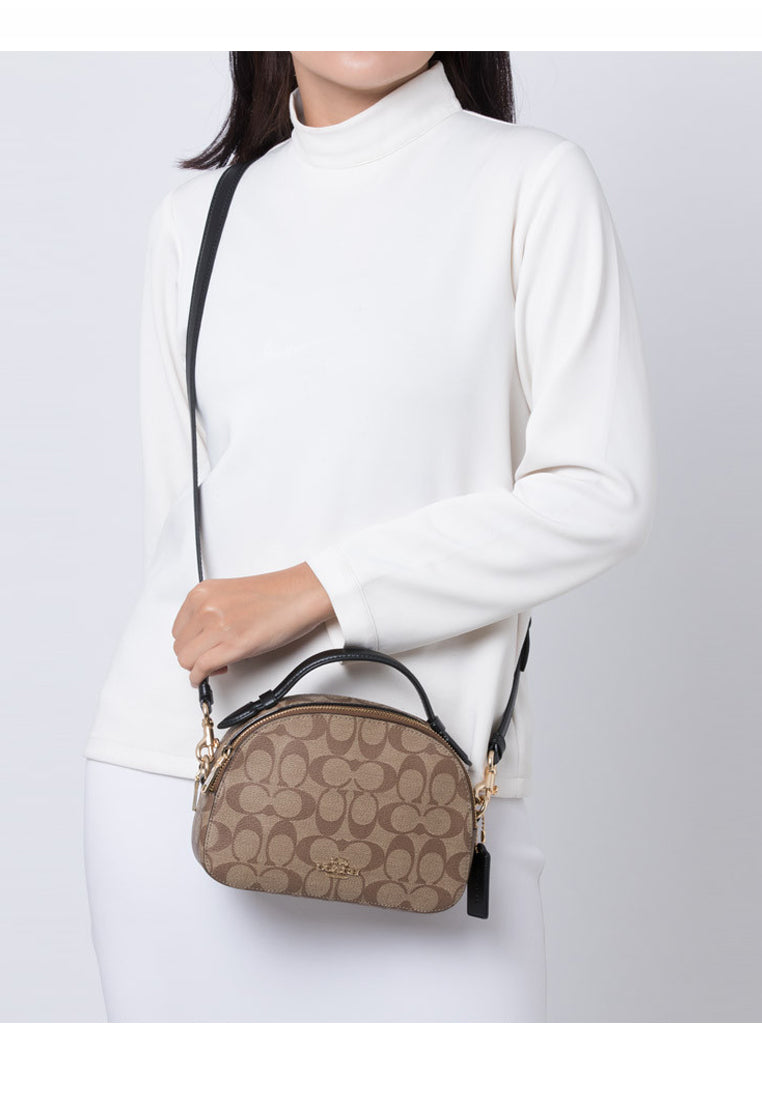Coach Serena Satchel In Signature Canvas - Brown/Black