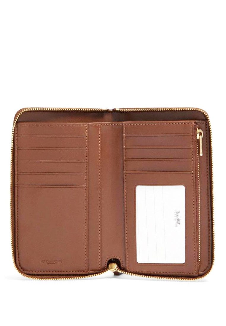 Coach Medium Zip Around Wallet In Signature Canvas - Brown