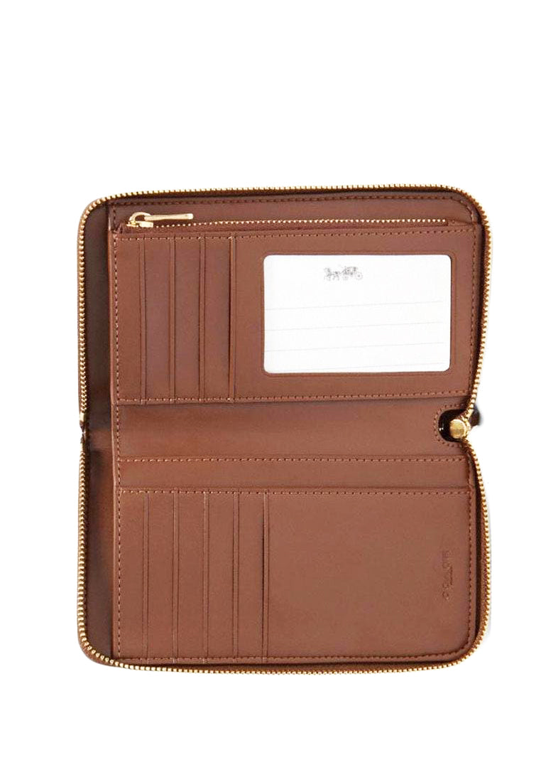 Coach Medium Zip Around Wallet In Signature Canvas - Brown