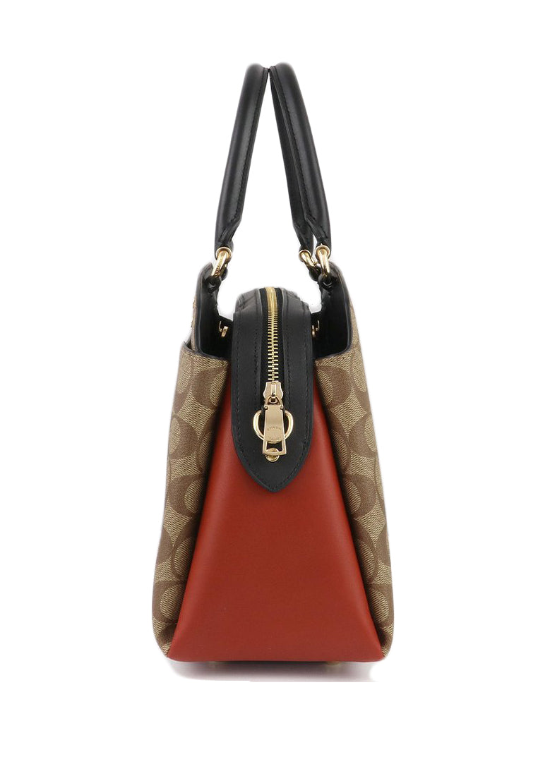 Coach Lillie Carryall In Colorblock Signature Canvas - Brown
