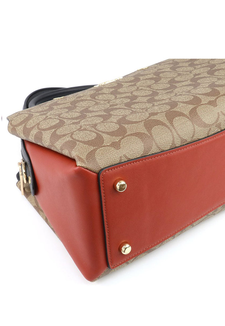 Coach Lillie Carryall In Colorblock Signature Canvas - Brown