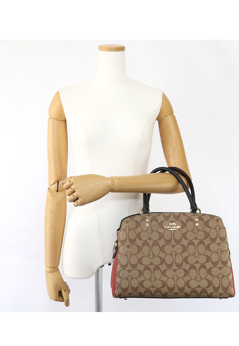 Coach Lillie Carryall In Colorblock Signature Canvas - Brown