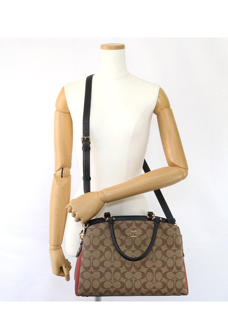 Coach Lillie Carryall In Colorblock Signature Canvas - Brown