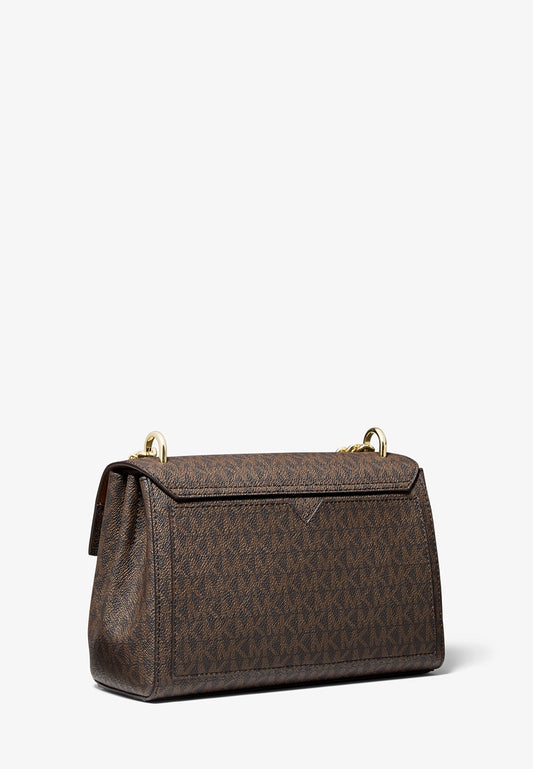 Michael Kors Lita Medium Two-Tone Logo Crossbody Bag - Brown